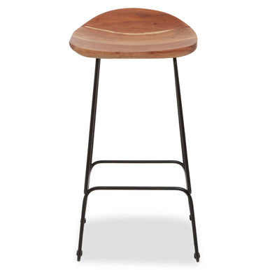 Nandri Acacia Wood and Black Frame Bar Stool