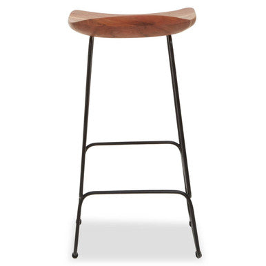 Nandri Acacia Wood and Black Frame Bar Stool