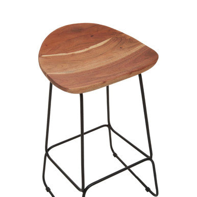 Nandri Acacia Wood and Black Frame Bar Stool