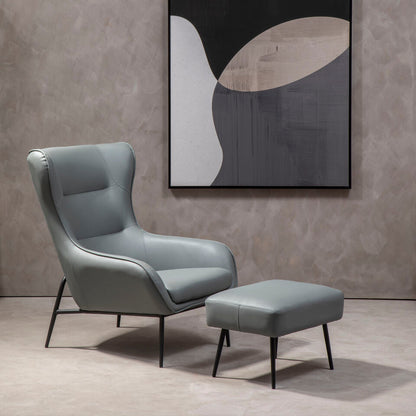 Kaiko Grey Faux Leather Armchair And Footstool