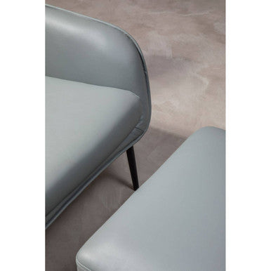 Kaiko Grey Faux Leather Armchair And Footstool - Image 9