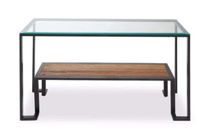 Cibo Clear Glass 2 Tier Console Table with Black Finish Frame