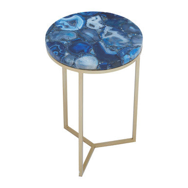 Inventivo Blue And Gold Agate Side Table