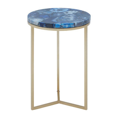 Inventivo Blue And Gold Agate Side Table