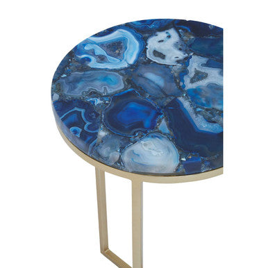 Inventivo Blue And Gold Agate Side Table