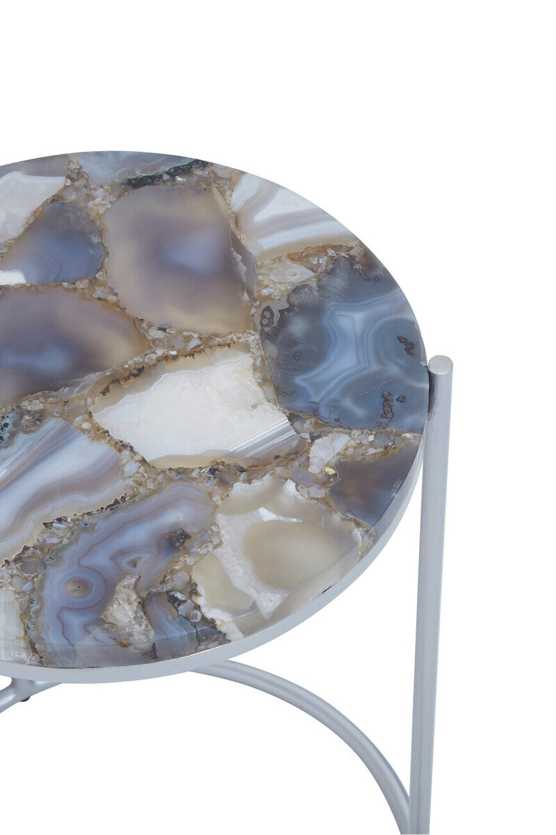 Inventivo Ivory And Silver Agate Side Table
