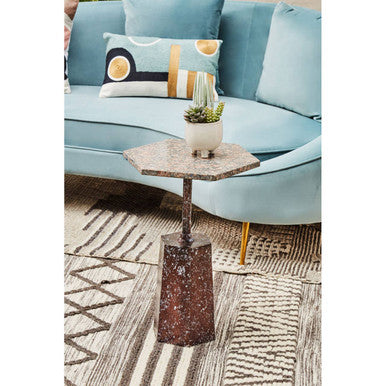 Inventivo Grey Hexagon Marble Side Table