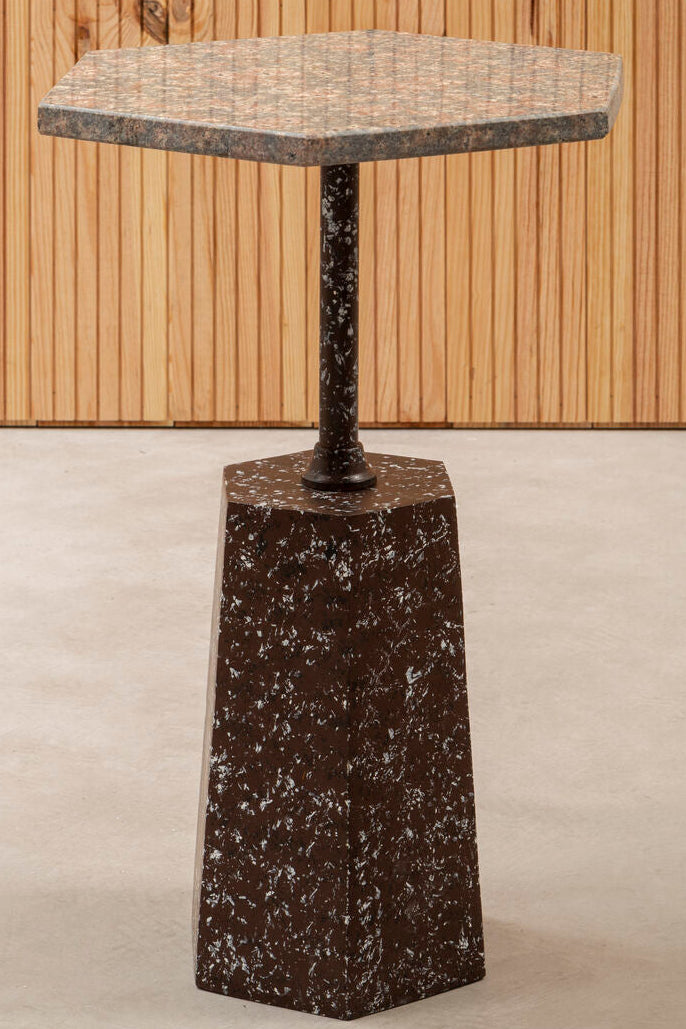 Inventivo Grey Hexagon Marble Side Table - Image 1