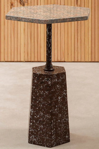 Inventivo Grey Hexagon Marble Side Table - Image 1