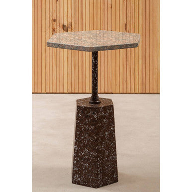 Inventivo Grey Hexagon Marble Side Table