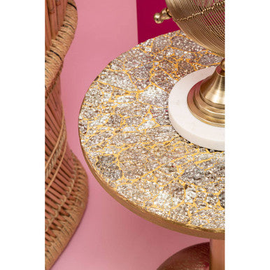 Inventivo Mosaic Top Gold Finish Side Table