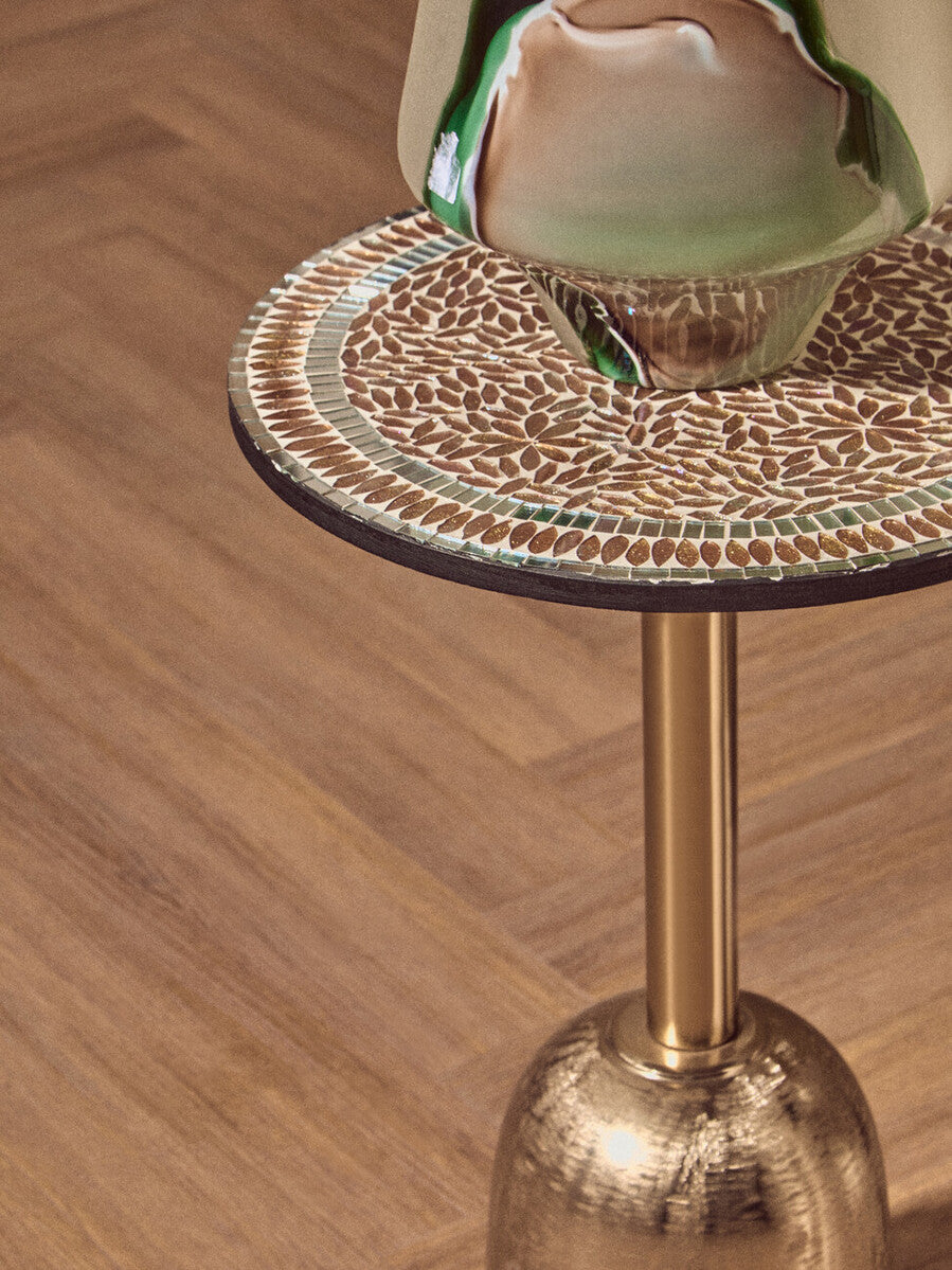 Inventivo Mosaic Top Gold Base Side Table