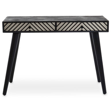 Boho Black and White Two Drawer Console Table