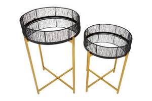 Enzo Set Of Two Black Wire And Gold Frame Tables