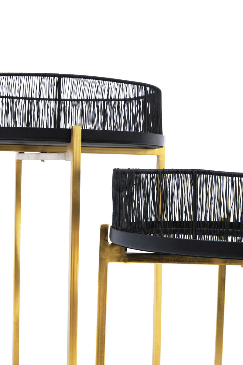 Enzo Set Of Two Black Wire And Gold Frame Tables
