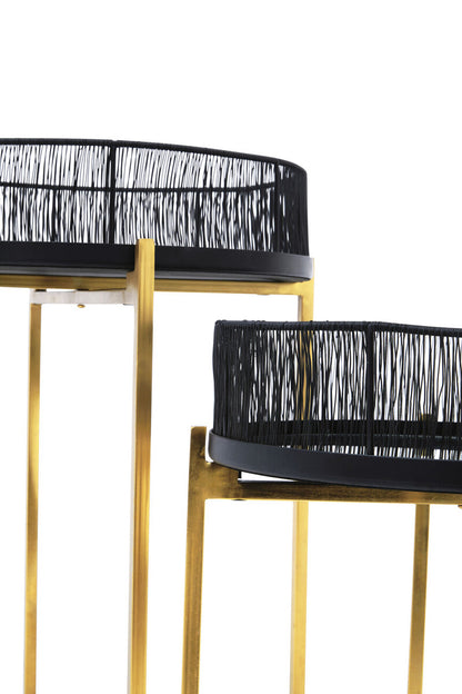 Enzo Set Of Two Black Wire And Gold Frame Tables
