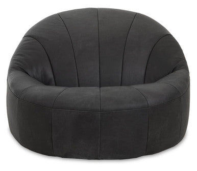 Hoxton Antique Black Leather Lounge Cocoon Chair