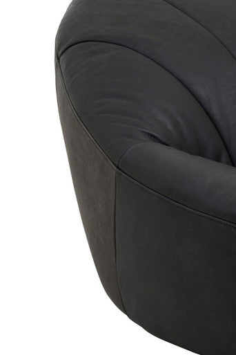 Hoxton Antique Black Leather Lounge Cocoon Chair - Image 11