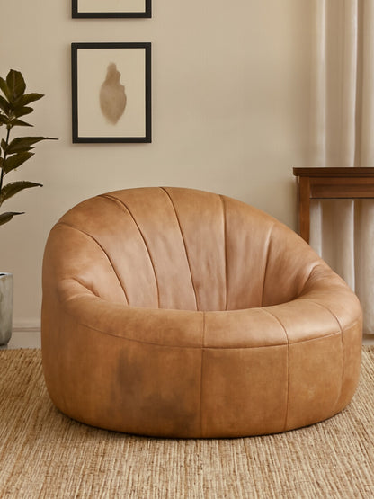Hoxton Light Brown Leather Lounge Cocoon Chair