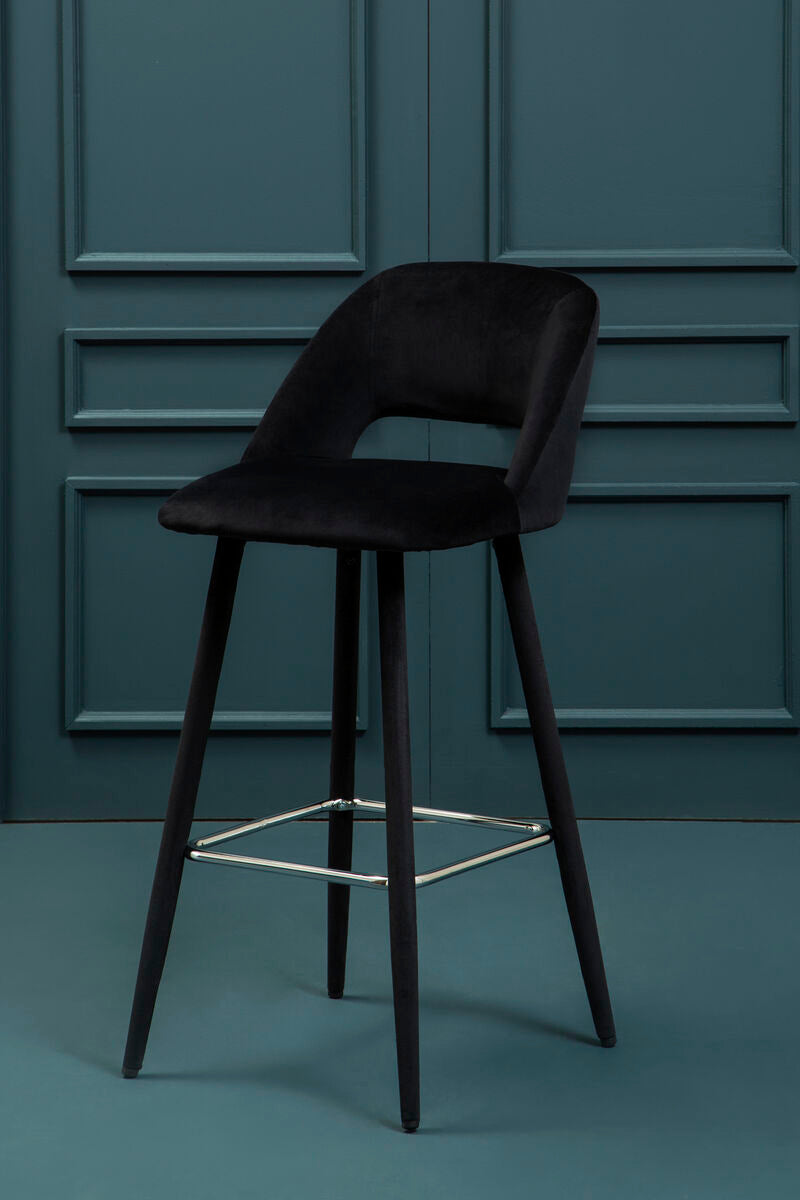 Warren Black Velvet Bar Chair