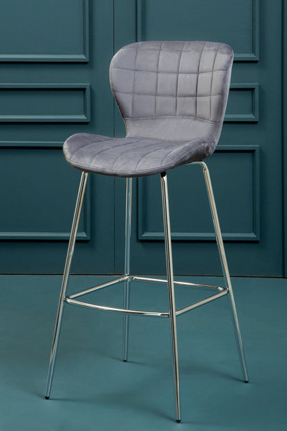 Warton Grey Velvet Bar Chair