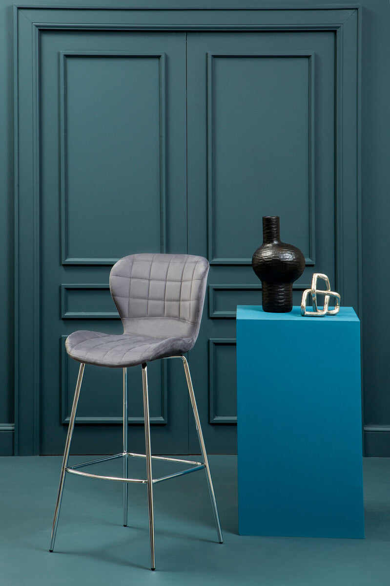 Warton Grey Velvet Bar Chair