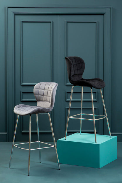 Warton Grey Velvet Bar Chair