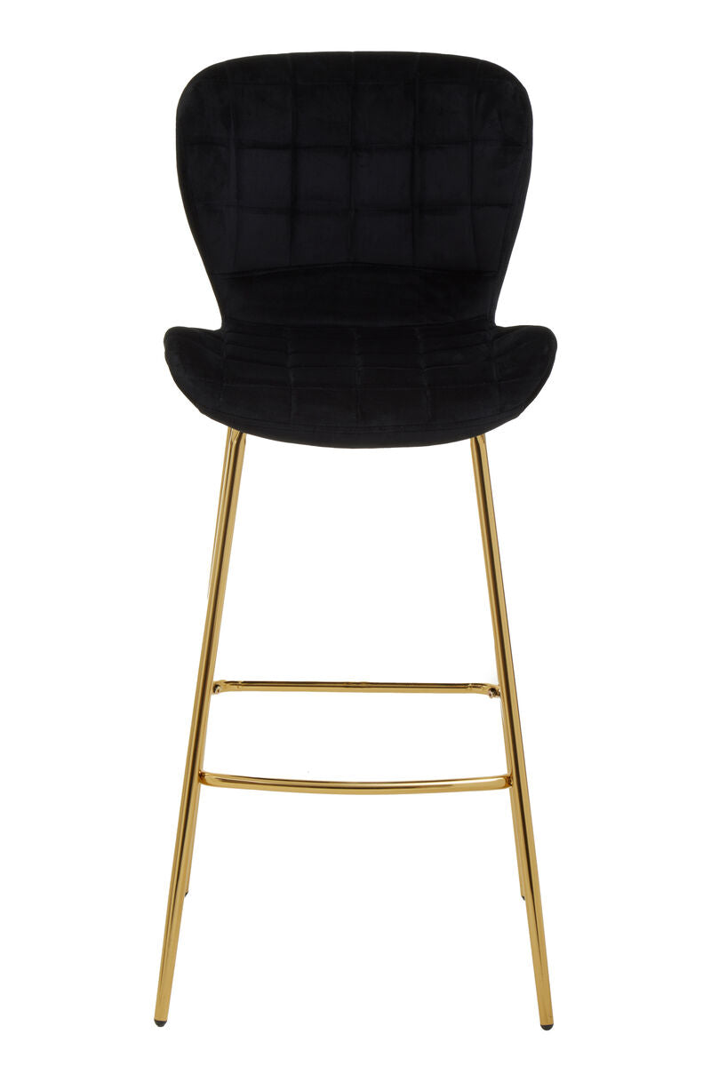 Black bar stool with gold legs on a white background