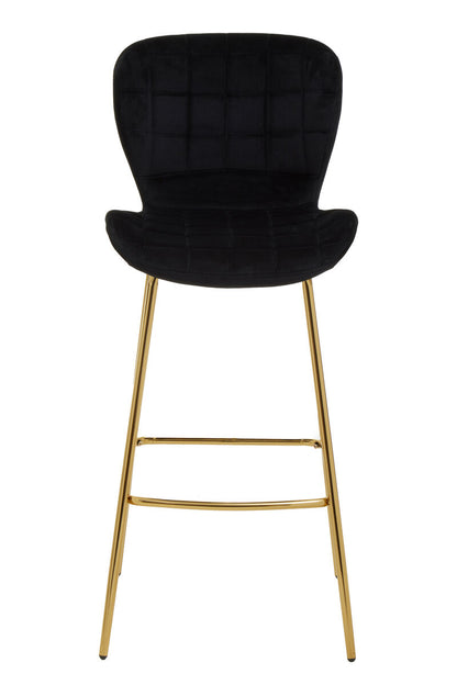 Black bar stool with gold legs on a white background