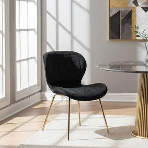 Warton Black Velvet Quilted Dining Chair