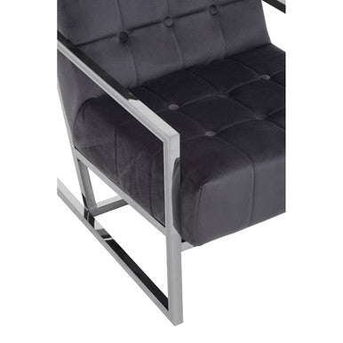 Hana Grey Velvet Chair with Stainless Steel Frame - Image 7