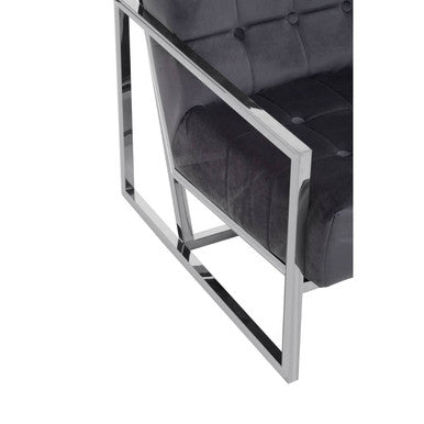 Hana Grey Velvet Chair with Stainless Steel Frame - Image 8