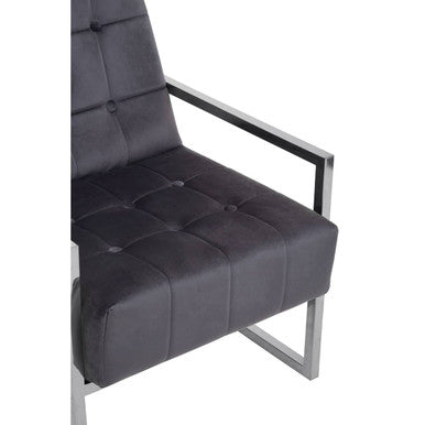 Hana Grey Velvet Chair with Stainless Steel Frame - Image 9