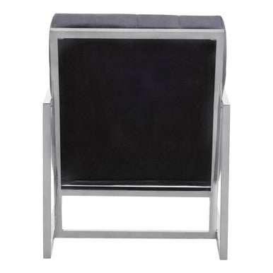Hana Black Velvet Chair with Stainless Steel Frame - Image 5