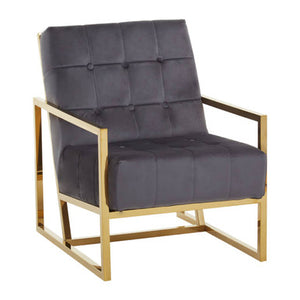 Hana Grey Velvet Chair With Gold Frame