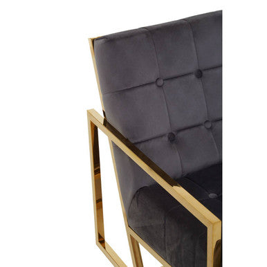 Hana Grey Velvet Chair With Gold Frame