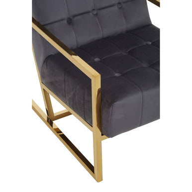 Hana Grey Velvet Chair With Gold Frame - Image 6