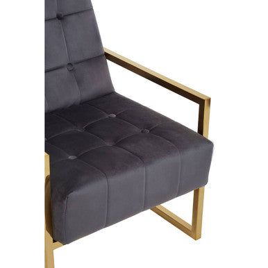 Hana Grey Velvet Chair With Gold Frame - Image 8