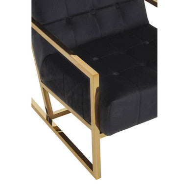 Hana Black Velvet Chair With Gold Frame - Image 7