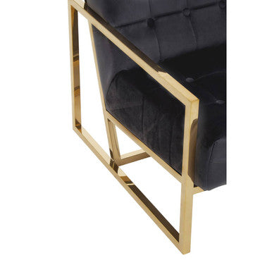 Hana Black Velvet Chair With Gold Frame - Image 8