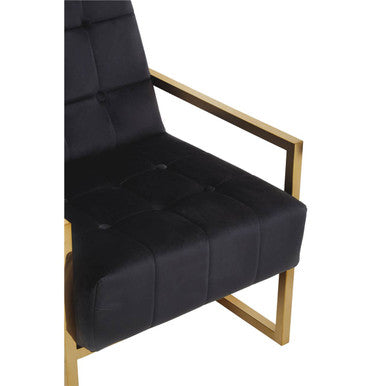 Hana Black Velvet Chair With Gold Frame - Image 9