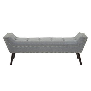 Alea Grey Fabric Button Tufted Bench