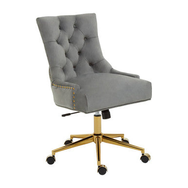Anita Grey Velvet and Gold Base Home Office Chair