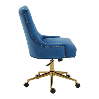 Anita Blue Velvet and Gold Base Home Office Chair