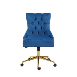 Anita Blue Velvet and Gold Base Home Office Chair