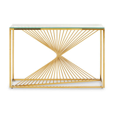 Amella Console Table With Gold Finish Frame