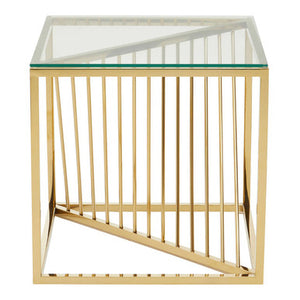 Amella Clear Glass Side Table with Gold Finish Frame