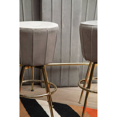 Sinatra Bar And Grey Velvet Stools Set