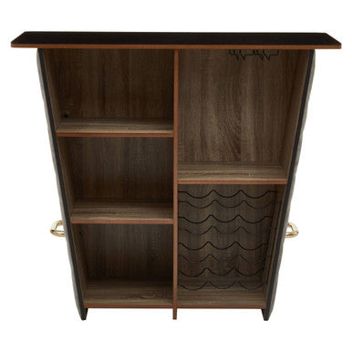 Presley Bar And Grey Velvet Stools Set