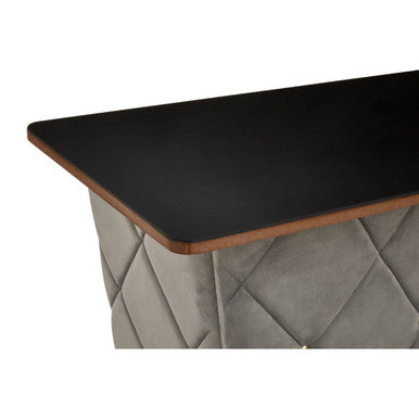 Presley Bar And Grey Velvet Stools Set